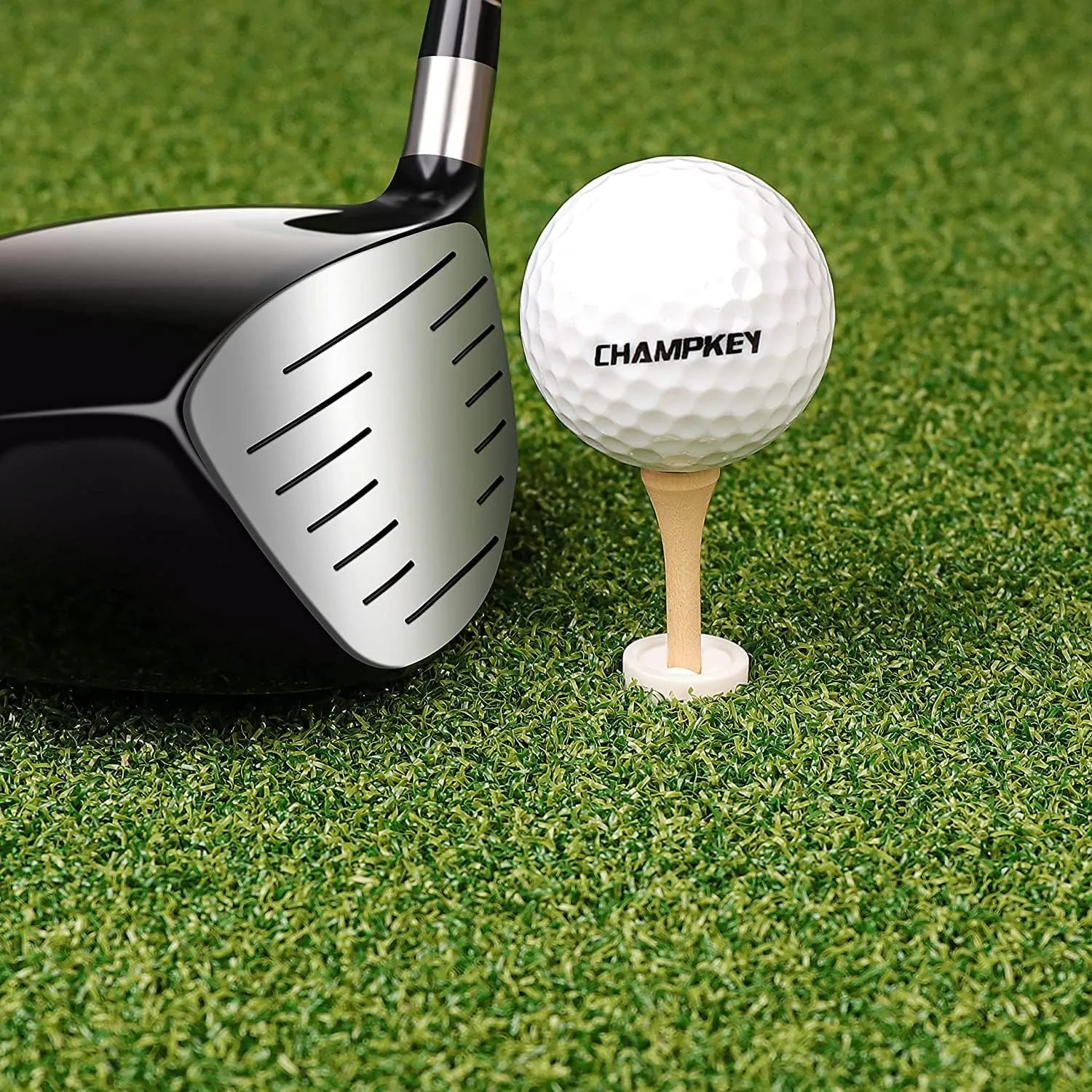 CHAMPKEY PRO Golf Hitting Mats | Premium Turf with Rubber Foam Padding Golf Mats | Come with 2 Alignment Sticks and 4 Rubber Tees