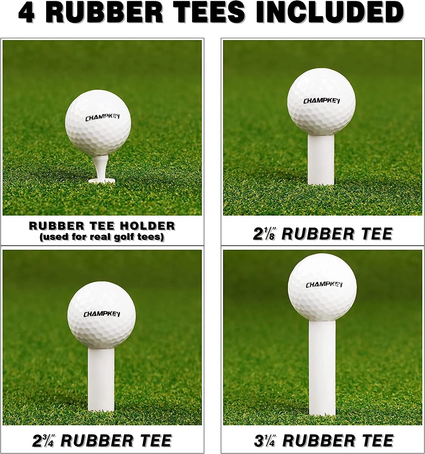 CHAMPKEY PRO Golf Hitting Mats | Premium Turf with Rubber Foam Padding Golf Mats | Come with 2 Alignment Sticks and 4 Rubber Tees