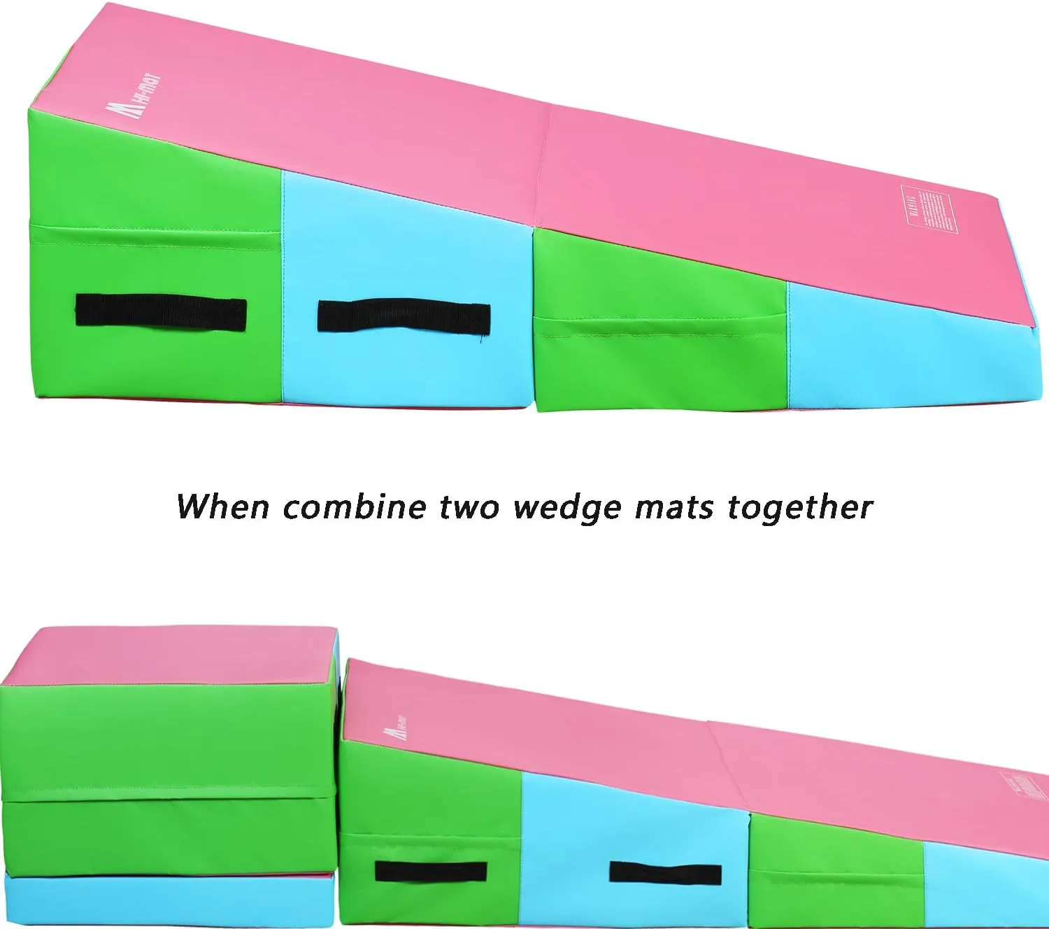 Cheese Mat Incline Wedge Mat,Wedge Gymnastics Tumbling Mat, 47''x24''x14''/59"x30"x14" Gymnastics Ramp Cheese Slope Mat Skill Shape Tumbling Mat Gym Fitness (Purple&Pink-55''x27.5''x14'')