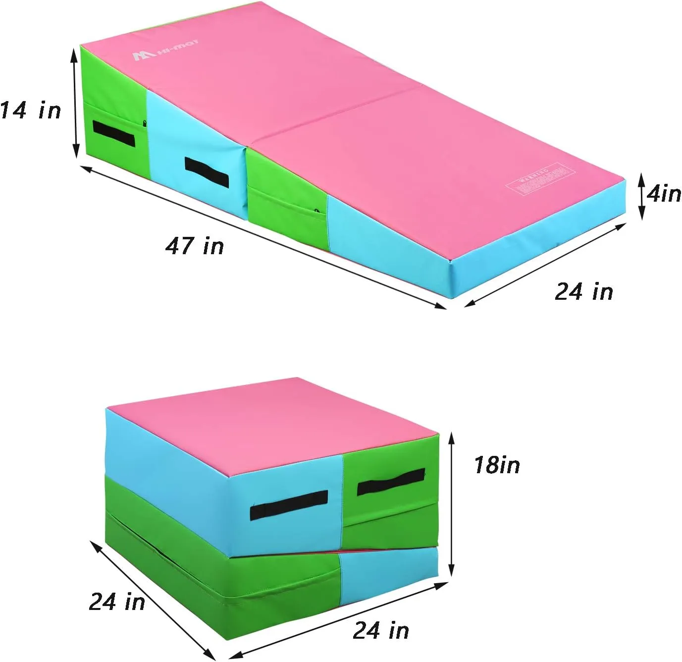 Cheese Mat Incline Wedge Mat,Wedge Gymnastics Tumbling Mat, 47''x24''x14''/59"x30"x14" Gymnastics Ramp Cheese Slope Mat Skill Shape Tumbling Mat Gym Fitness (Purple&Pink-55''x27.5''x14'')