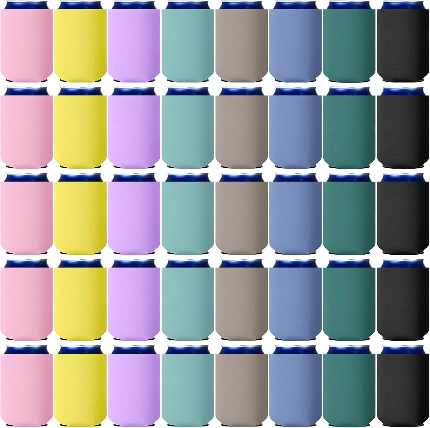 CHENGU 80 Pieces Can Coolers Soft Insulated Soda Cover Coolies Blank Can Covers Collapsible Can Cooler Sleeves Plain Can Sleeves for Soda Beverage DIY Customizable Weddings Party (Multi Color)