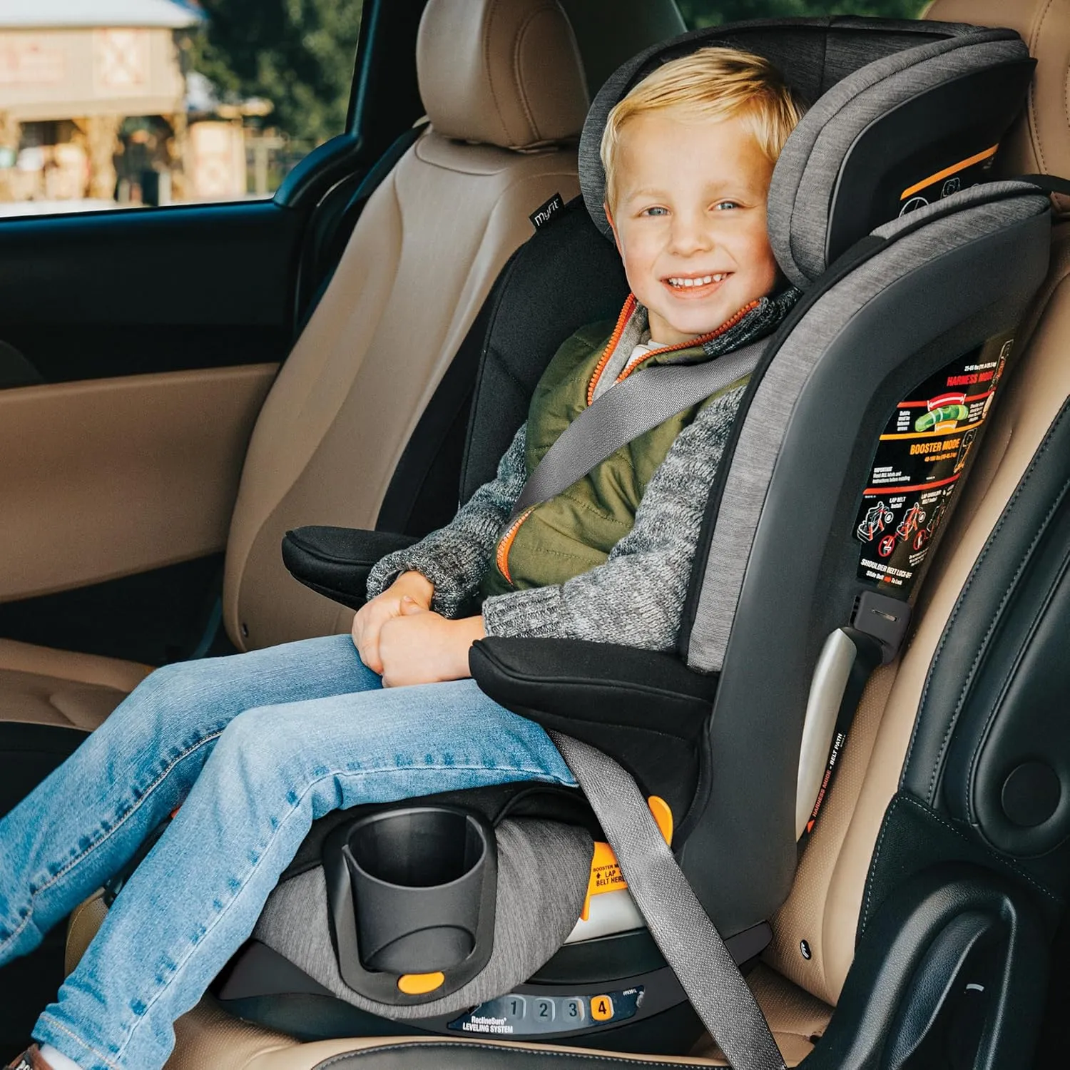 Chicco MyFit® 2-in1 Harness Booster Car Seat, 5-Point Harness Car Seat and High Back Booster, for Children 26.5-100 lbs. | Haven/Purple