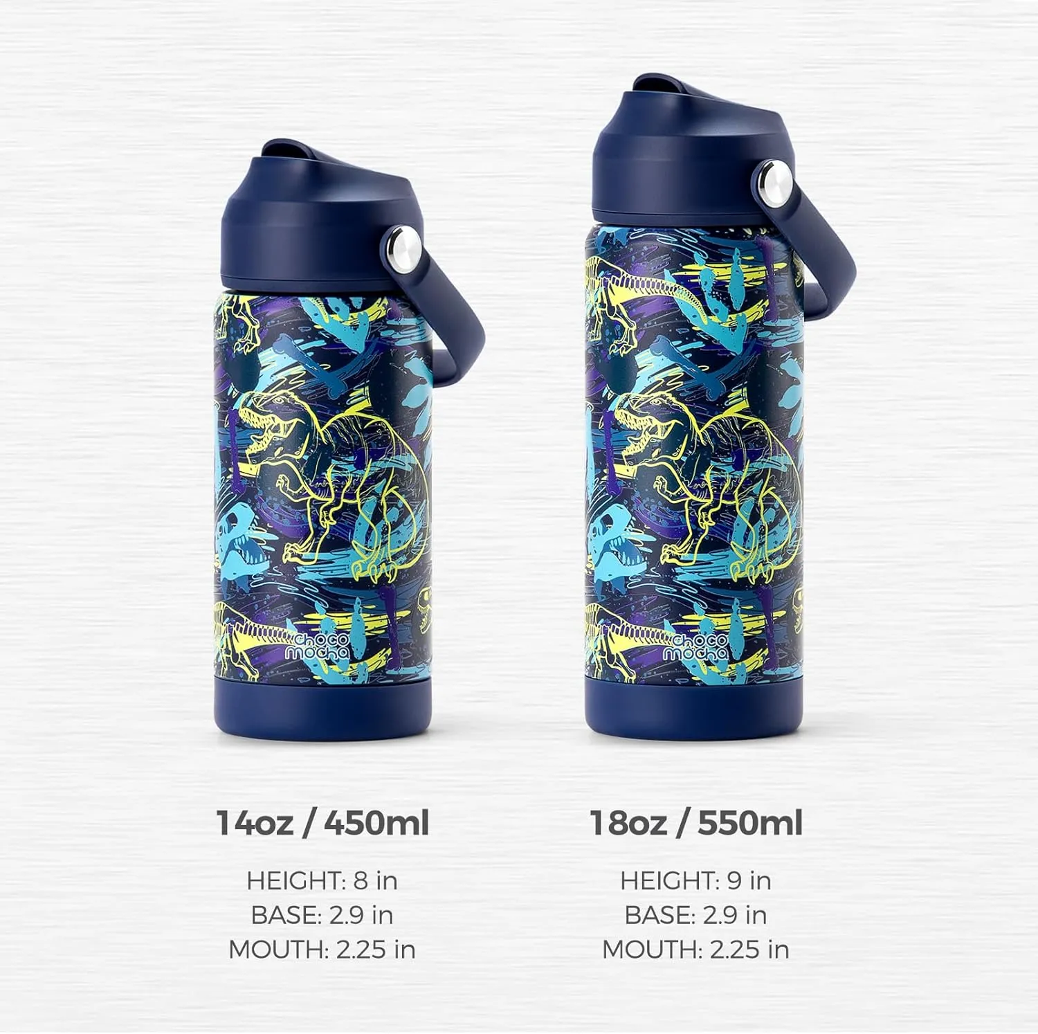 Choco Mocha Kids Water Bottle For School, Kids Insulated Lightning Water Bottle Stainless Steel for Boys, 18Oz Blue