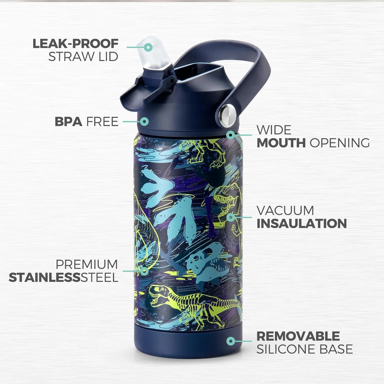 Choco Mocha Kids Water Bottle For School, Kids Insulated Lightning Water Bottle Stainless Steel for Boys, 18Oz Blue