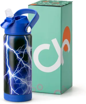 Choco Mocha Kids Water Bottle For School, Kids Insulated Lightning Water Bottle Stainless Steel for Boys, 18Oz Blue