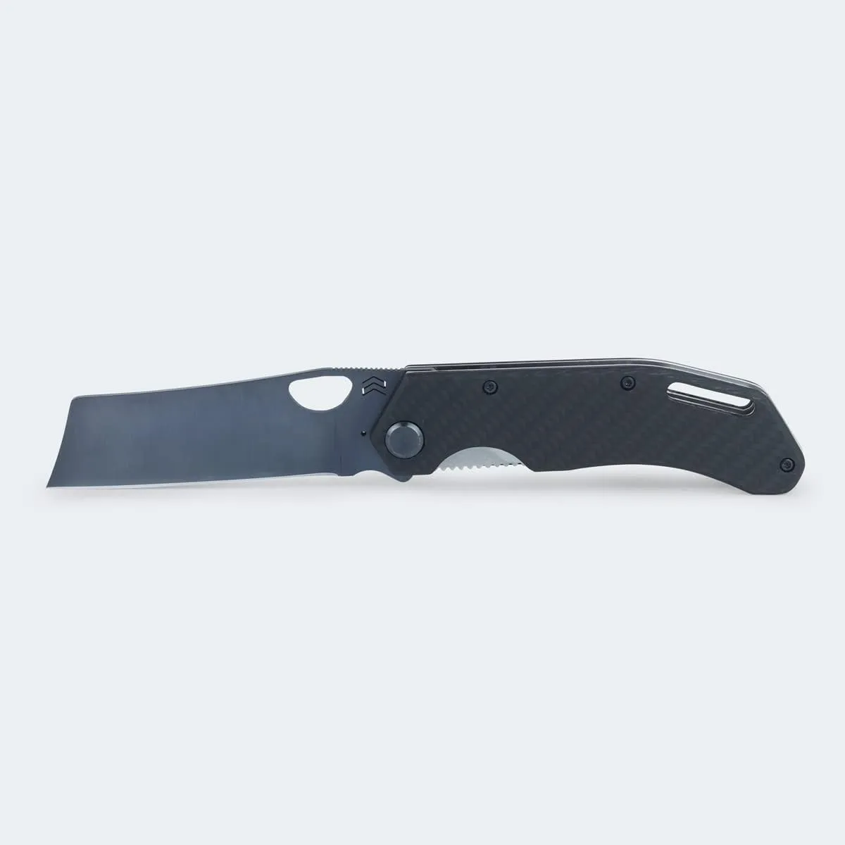 Cimo Eclipse Cleaver Black Titanium Carbon Fiber Pocket Knife with Clip