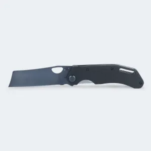 Cimo Eclipse Cleaver Black Titanium Carbon Fiber Pocket Knife with Clip