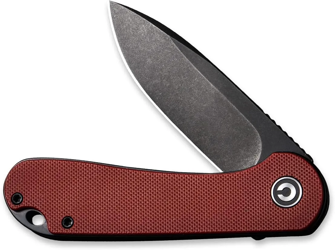 CIVIVI Elementum Pocket Folding Knife,Black Stonewashed D2 Blade Burgundy G10 Handle, Good for EDC Outdoor C907A-1