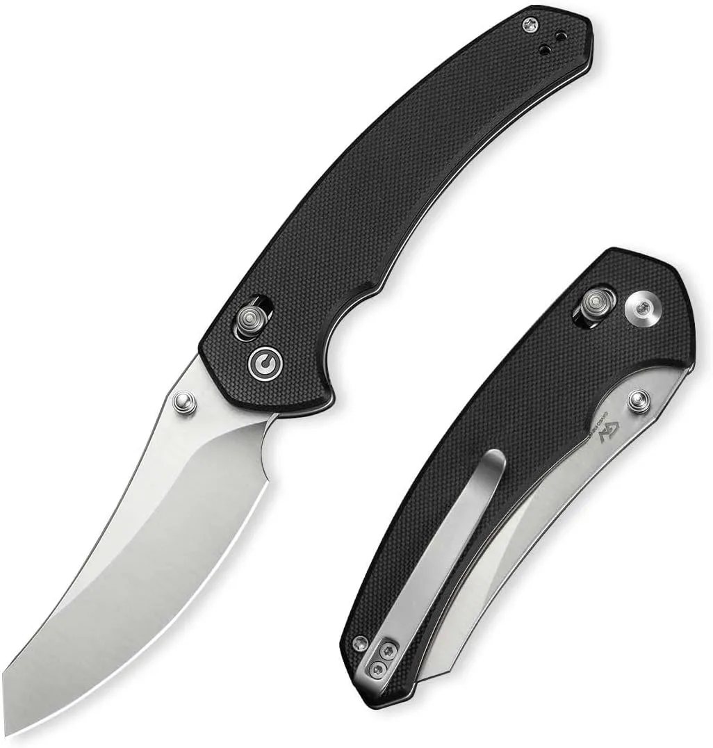 CIVIVI Sixgill Folding Pocket Knife for EDC, 3.41'' Nitro-V Blade G10 Handle, Deep Carry Reversible Clip, Gift for Men Women C24050-1 (Black)