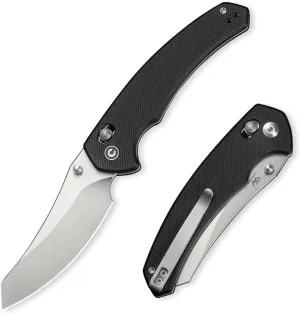 CIVIVI Sixgill Folding Pocket Knife for EDC, 3.41'' Nitro-V Blade G10 Handle, Deep Carry Reversible Clip, Gift for Men Women C24050-1 (Black)