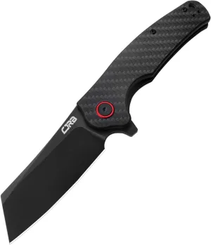 CJRB Crag Folding Pocket Knife, 3.43" AR-RPM9 Steel Blade Carbon Fiber Handle EDC Knife with Pocket Clip for Men Women Camping Survival Hiking, Black (J1904)