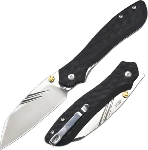 CJRB Fugly EDC Knife, 3.54'' AR-RPM9 Steel Blade G10 Handle Pocket Knife for Men Women, Sharp Folding Knives for Camping Hiking Survival, Designed by Jake Diaz(J1957 Black)
