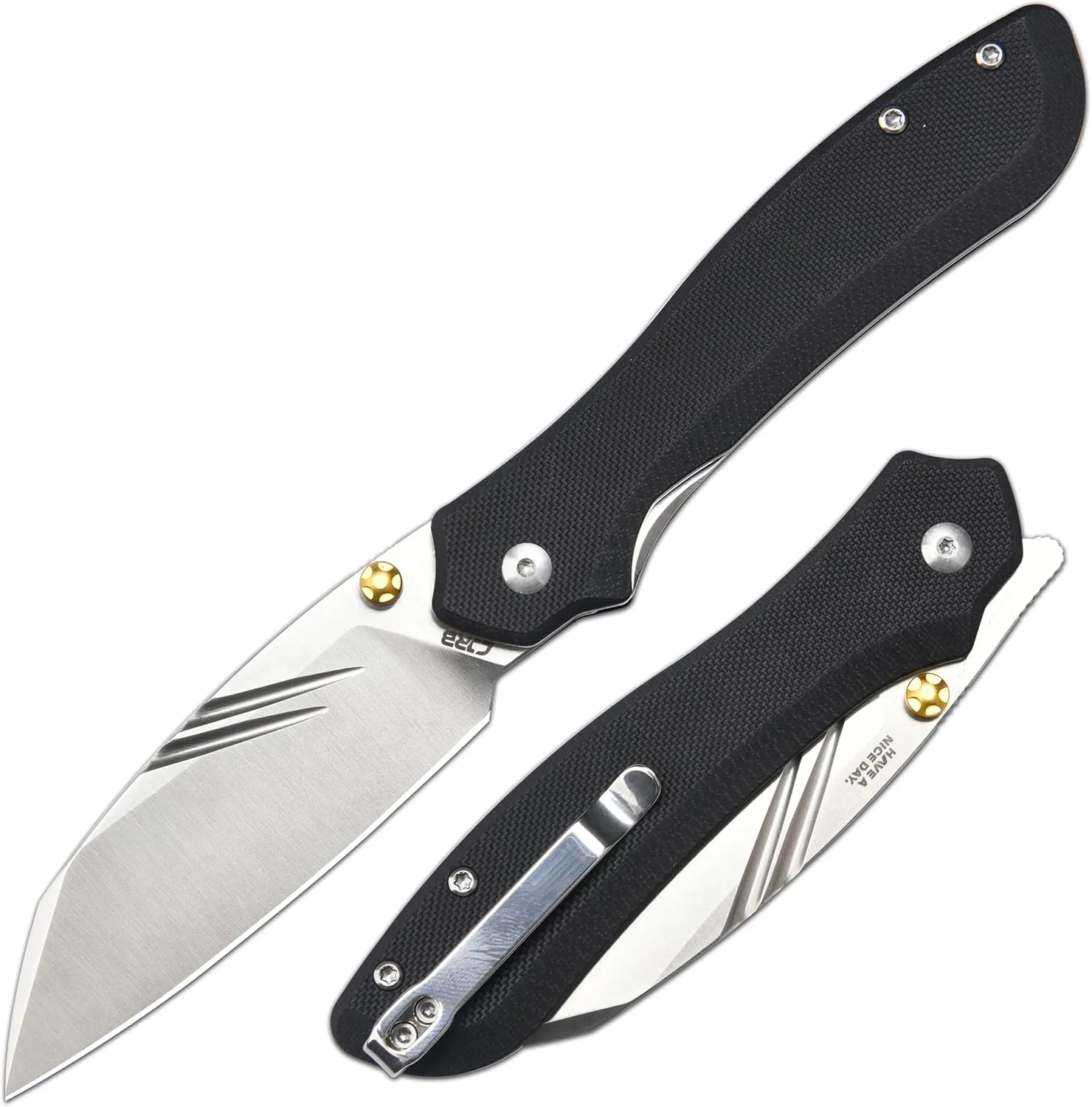 CJRB Fugly EDC Knife, 3.54'' AR-RPM9 Steel Blade G10 Handle Pocket Knife for Men Women, Sharp Folding Knives for Camping Hiking Survival, Designed by Jake Diaz(J1957 Black)