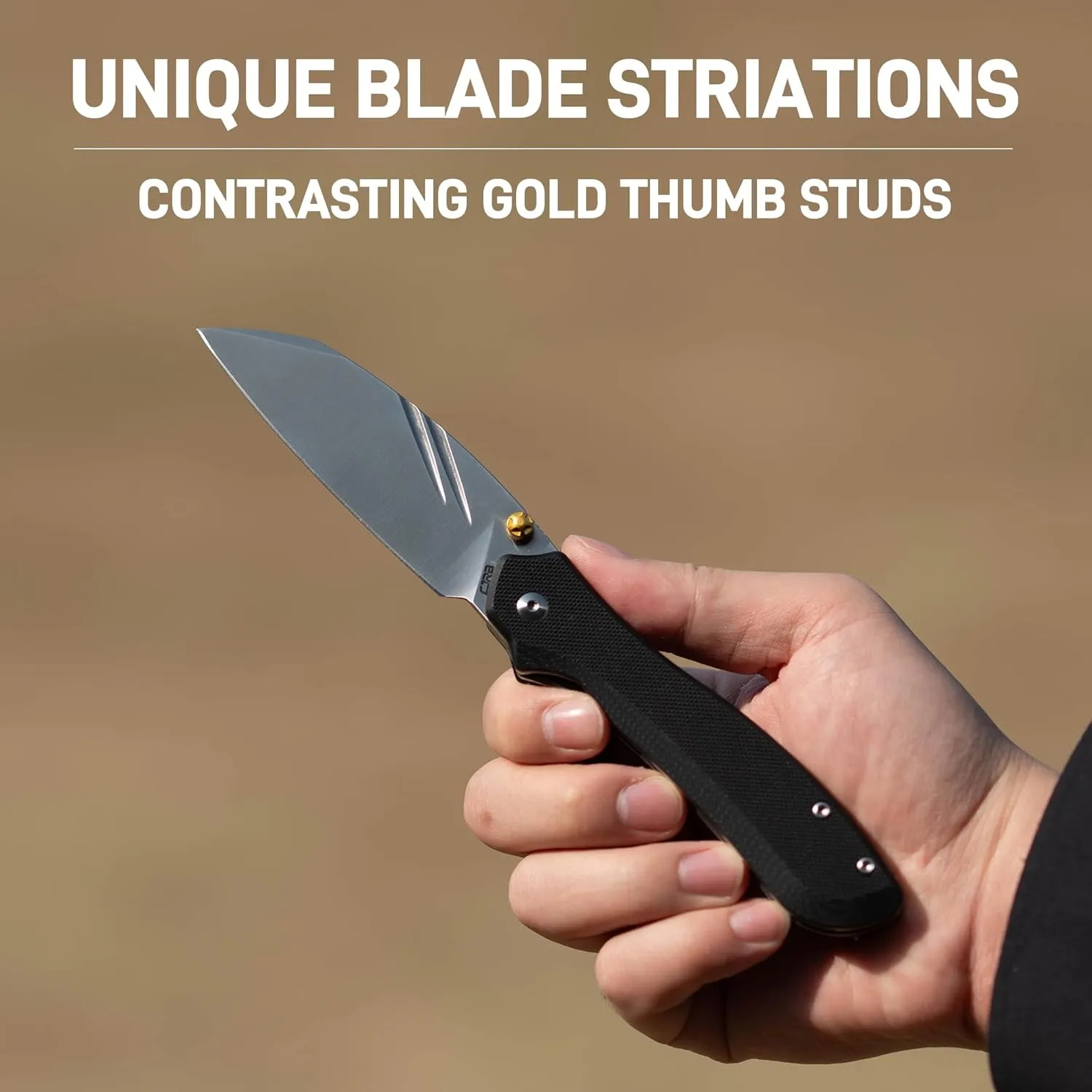 CJRB Fugly EDC Knife, 3.54'' AR-RPM9 Steel Blade G10 Handle Pocket Knife for Men Women, Sharp Folding Knives for Camping Hiking Survival, Designed by Jake Diaz(J1957 Black)