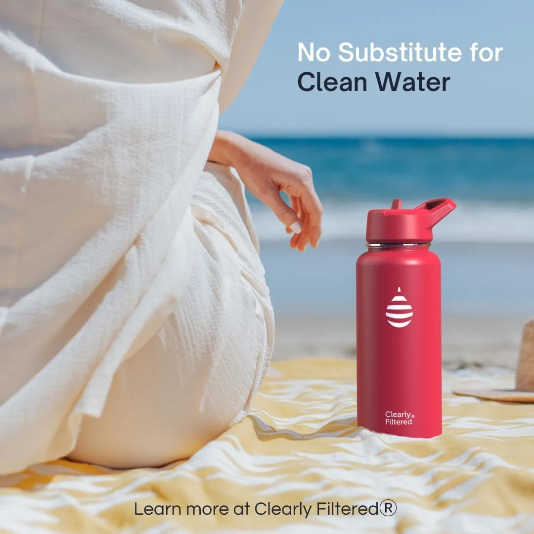 Clearly Filtered Water Bottle | Removes 220  Contaminants, Double-Wall Insulated Stainless Steel, BPA/BPS Free, Phthalate Free, Filters Flouride Lead Chlorine (32oz, Evergreen)