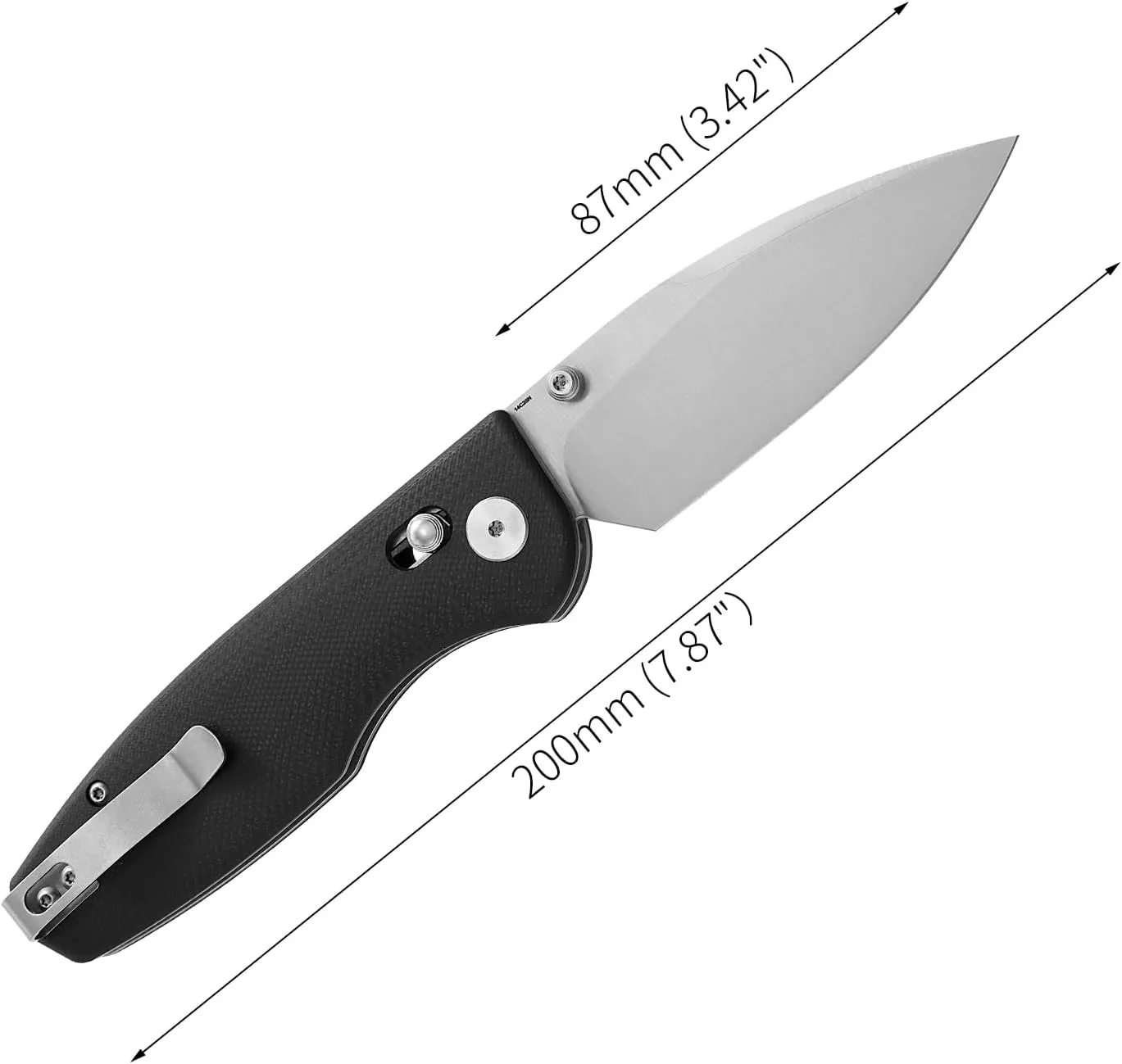 CMB Made Knives CMB Predator CMB-08 G10 Handle 14C28N Steel Blade Pocket Folding Tactical Survival Camping Hiking Outdoors EDC Knife with Pocket Clip for Men Women(Black Satin)