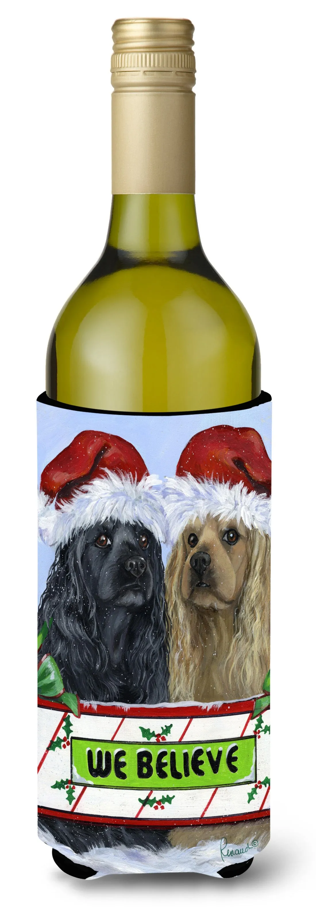 Cocker Spaniel Christmas Wine Bottle Hugger PPP3075LITERK