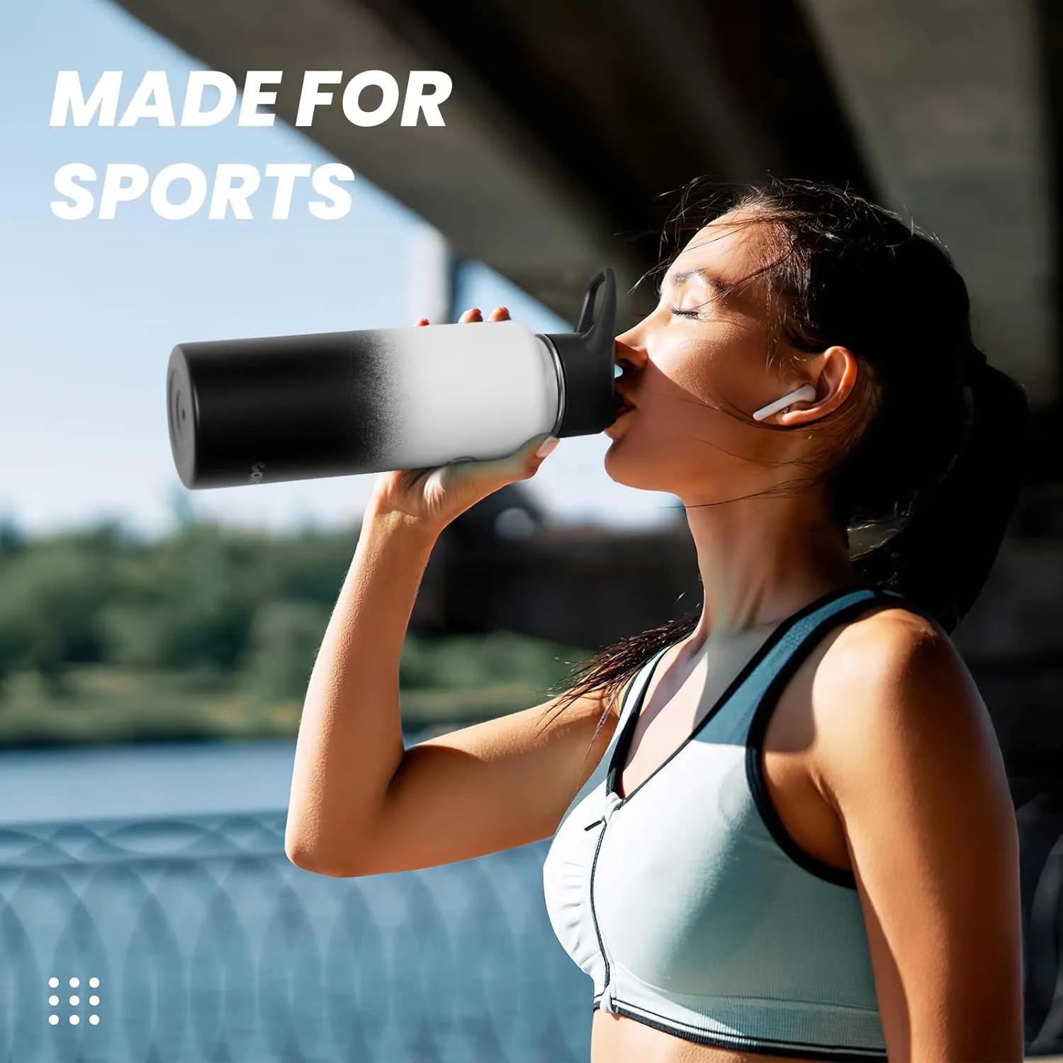 COKTIK 40 oz Sports Water Bottle With Straw,2 Lids, Stainless Steel Vacuum Insulated Water Bottles,Leakproof Lightweight, Keeps Cold and Hot, Great for Travel, Hiking, Biking, Running(Cobalt)
