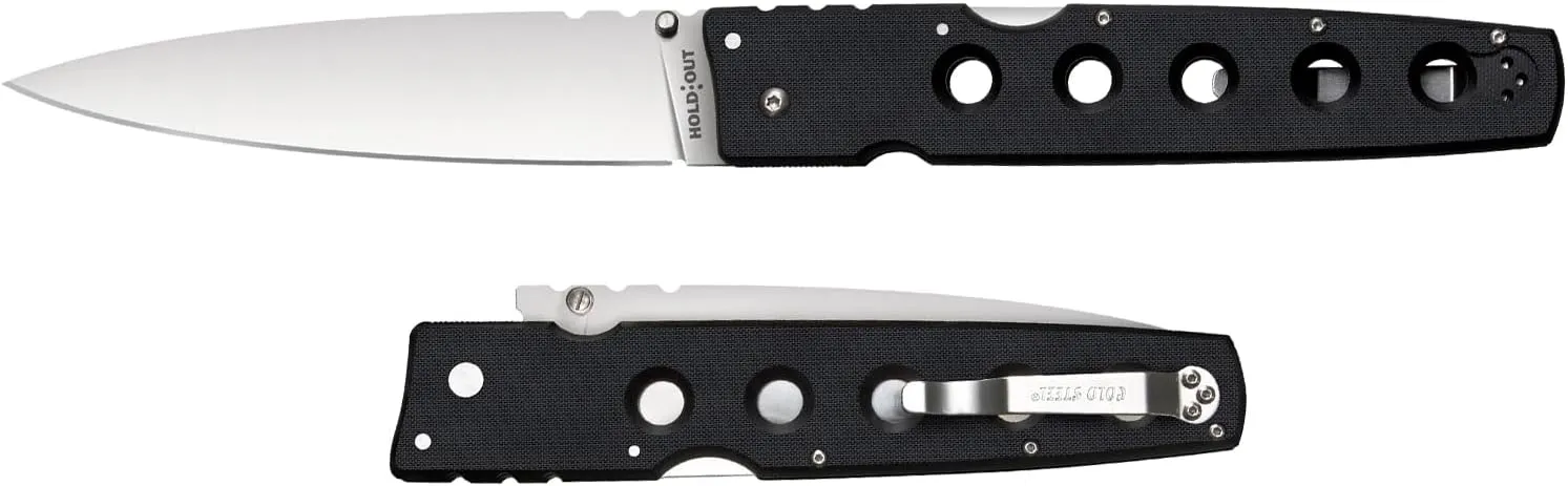 COLD STEEL Hold Out 6" S35VN Ultra-Sharp Blade 7.2" G-10 Handle Everyday Carry Pocket Folding Knife w/Tri-Ad Lock, Pocket Clip