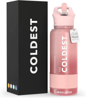 Coldest Insulated Water Bottle with Straw Lid - Stainless Steel Metal Thermos for Men & Women (Bellatrix Pink, 32 oz)