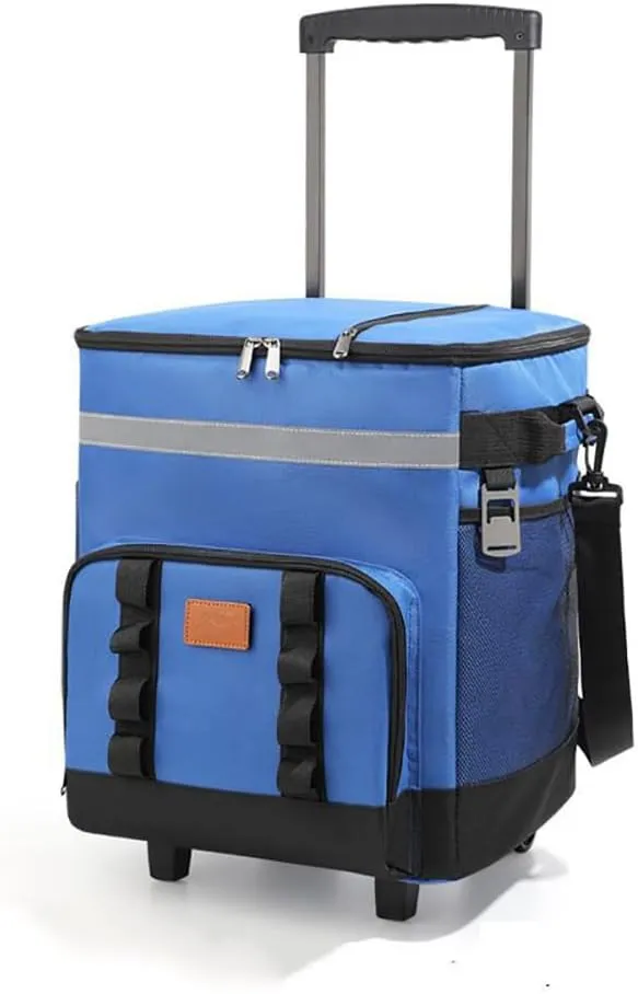 Collapsible Rolling Cooler - 35L Insulated Soft Cooler Bag with Wheels and Handle Leakproof Insulated Coolers for Camping Travel Beach Shopping Picnic