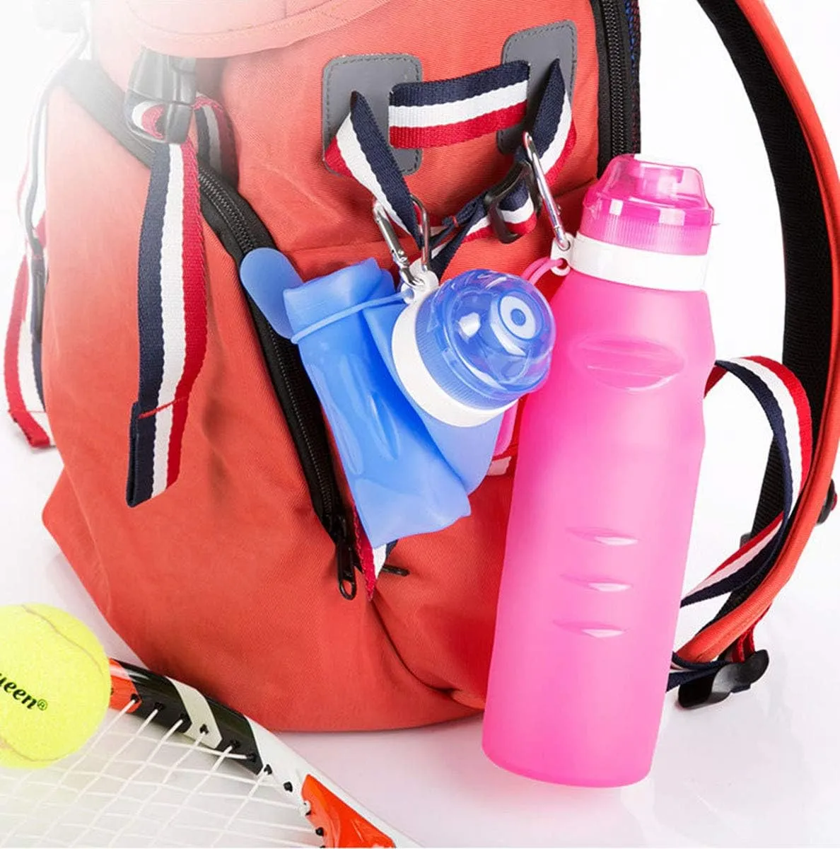 Collapsible Water Bottle Silicone Foldable 13.5 oz, Roll Up to Save Space, Leakproof & Ultralight, Water Bottle for Sports & Outdoor