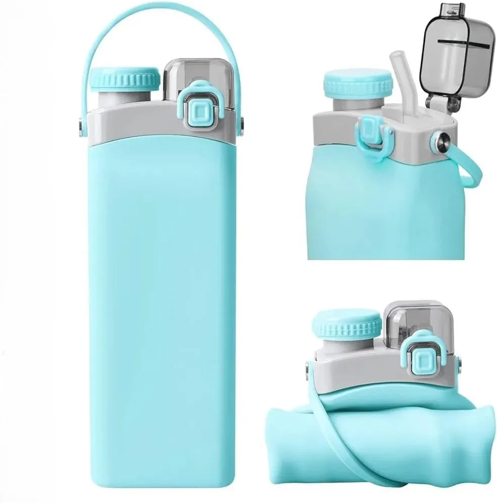 Collapsible Water Bottle, Silicone Foldable Water Bottles For Travel, Easy-To-Carry Design And Compact Size, BPA Free (Multicoloured)