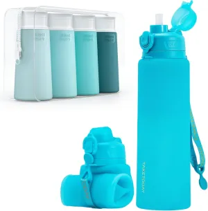 Collapsible Water Bottles 32oz, Foldable Travel Water Bottle with Straw,Travel Bottles for Toiletries, Tsa Approved 3.4oz Portable Travel Bottles