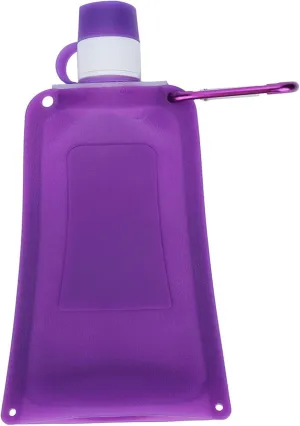 Collapsible Water Bottles, 500ml Portable Foldable Water Bottles Collapsible Silicone Water Pouch for Outdoor Travel Camping Cycling (Purple)