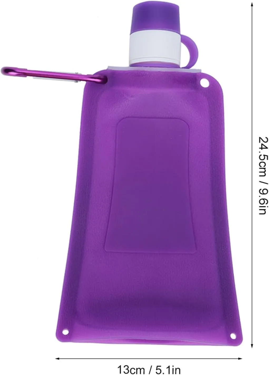 Collapsible Water Bottles, 500ml Portable Foldable Water Bottles Collapsible Silicone Water Pouch for Outdoor Travel Camping Cycling (Purple)