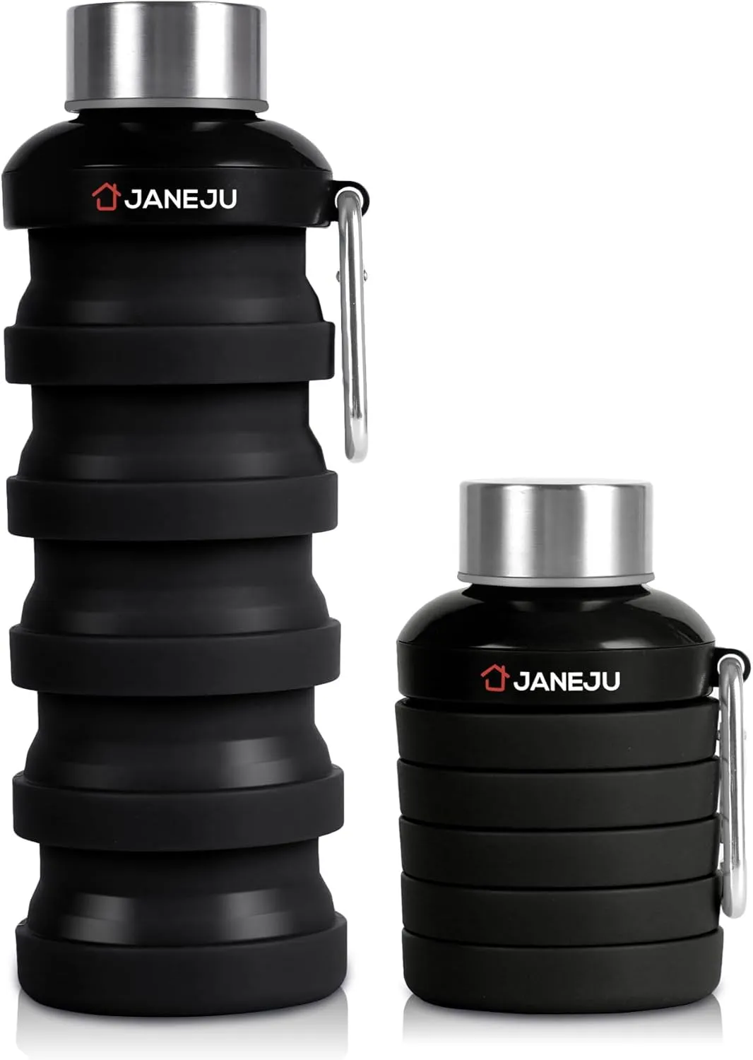 Collapsible Water Bottles Stainless Steel Twist Cap & Carabiner
