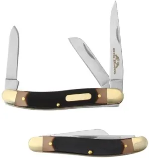 Collection Every Day Carry 3 Blade Smooth Non-Slippery Handle Trapper Folding Pocket Knife (Brown)