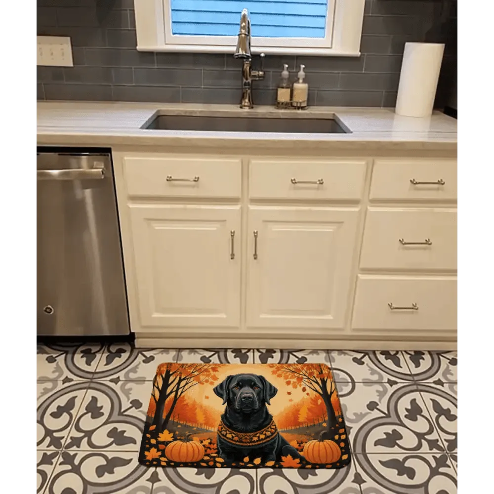 Comfortable Black Labrador Retriever Memory Foam Kitchen Mat