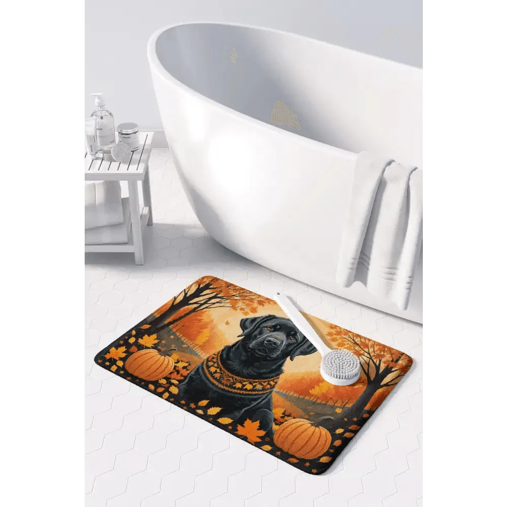 Comfortable Black Labrador Retriever Memory Foam Kitchen Mat