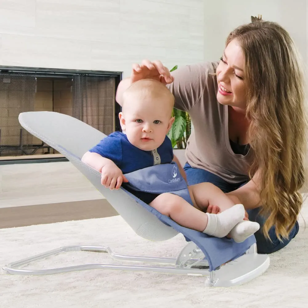 ComfyBumpy Ergonomic Baby Bouncer Seat - Safe, Portable Bouncing Chair with Adjustable Height Positions - Infant Sleeper Bouncy Seat Perfect for Newborn Babies (Blue)