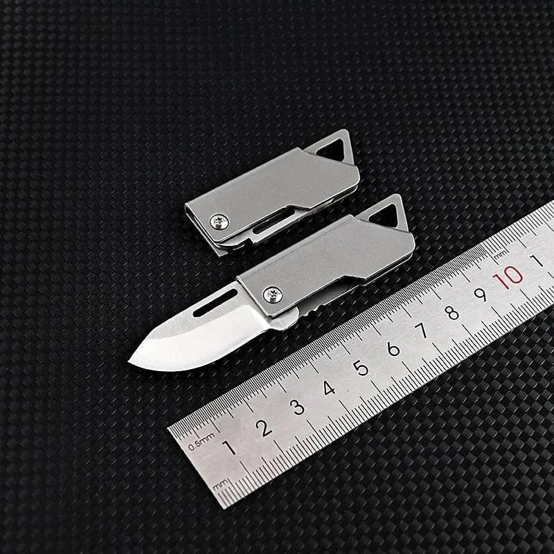 Compact Stainless Steel Survival Knife - Foldable Mini Tool