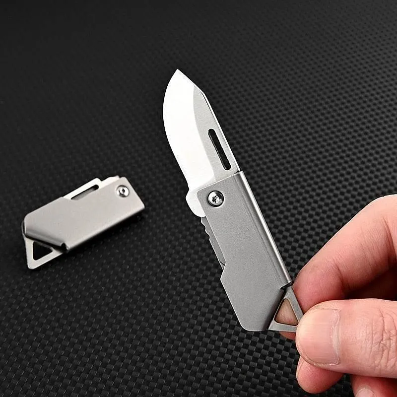 Compact Stainless Steel Survival Knife - Foldable Mini Tool