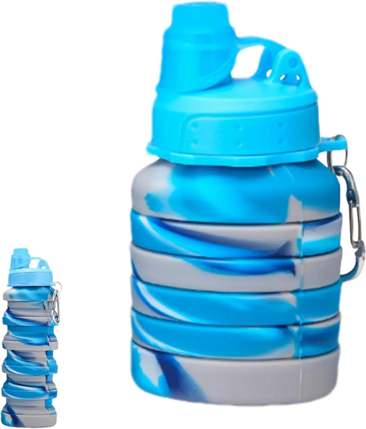 Compact Water Bottle, Collapsible Water Bottle - Silicone Camping Water Bottle | Collapsible Sports Water Bottle, Reusable Travel Water Cup with Carabiner 700ml for acamp