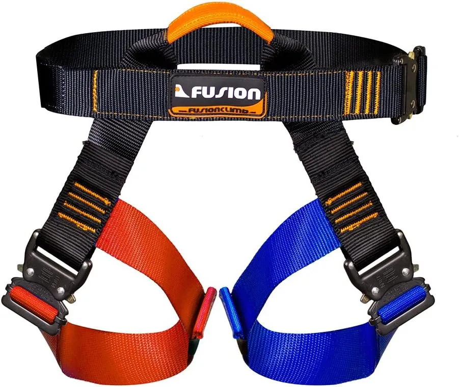 Concerto Rock Climbing Harness - Fusion Climb® - (5,000 LBS Rated) Professional Half Body Harness for Mountaineering, Tree Climbing, Ziplining, Rock Climbing, Rappelling- Heavy Duty Half Body Harness