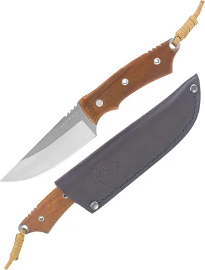 Condor Tool & Knife Native Hunting Knife with Sheath - 440C Stainless Steel - Walnut Handle - Hand Crafted Welted Leather Sheath - 25 inches Blade - 7.76 ounce