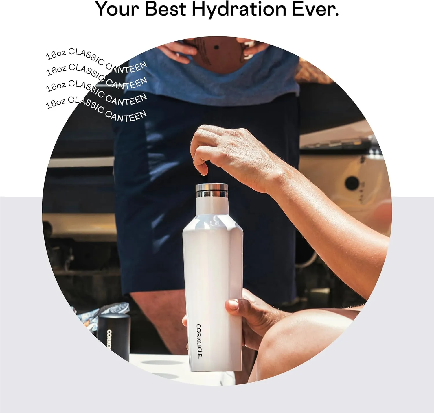 Corkcicle Classic Canteen Insulated Tumbler, Gloss White, 16 oz – Reusable Water Bottle Keeps Beverages Cold for 25 Hours & Hot 12 Hours – Cupholder Friendly Tumbler with Screw-On Cap
