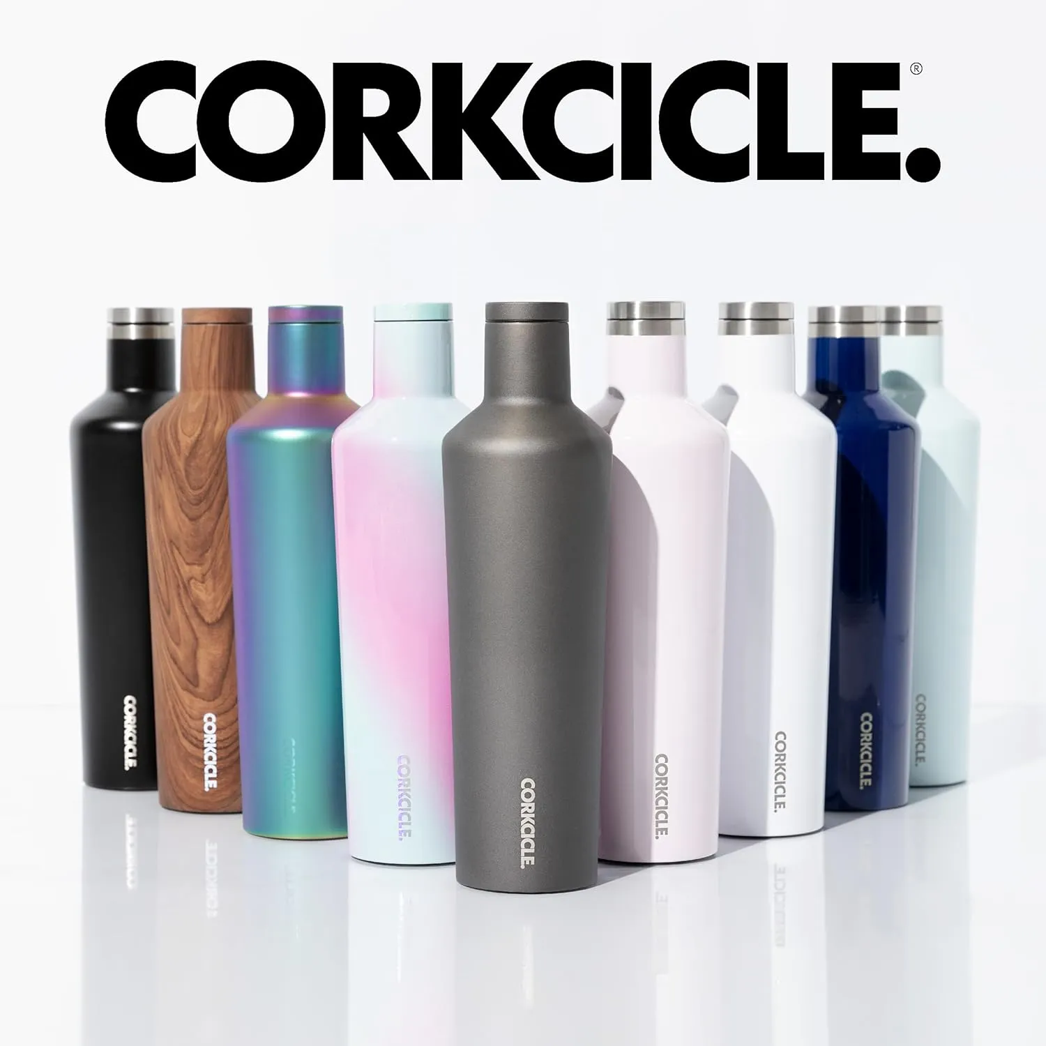 Corkcicle Classic Canteen Insulated Tumbler, Gloss White, 16 oz – Reusable Water Bottle Keeps Beverages Cold for 25 Hours & Hot 12 Hours – Cupholder Friendly Tumbler with Screw-On Cap