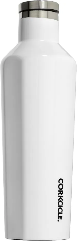 Corkcicle Classic Canteen Insulated Tumbler, Gloss White, 16 oz – Reusable Water Bottle Keeps Beverages Cold for 25 Hours & Hot 12 Hours – Cupholder Friendly Tumbler with Screw-On Cap