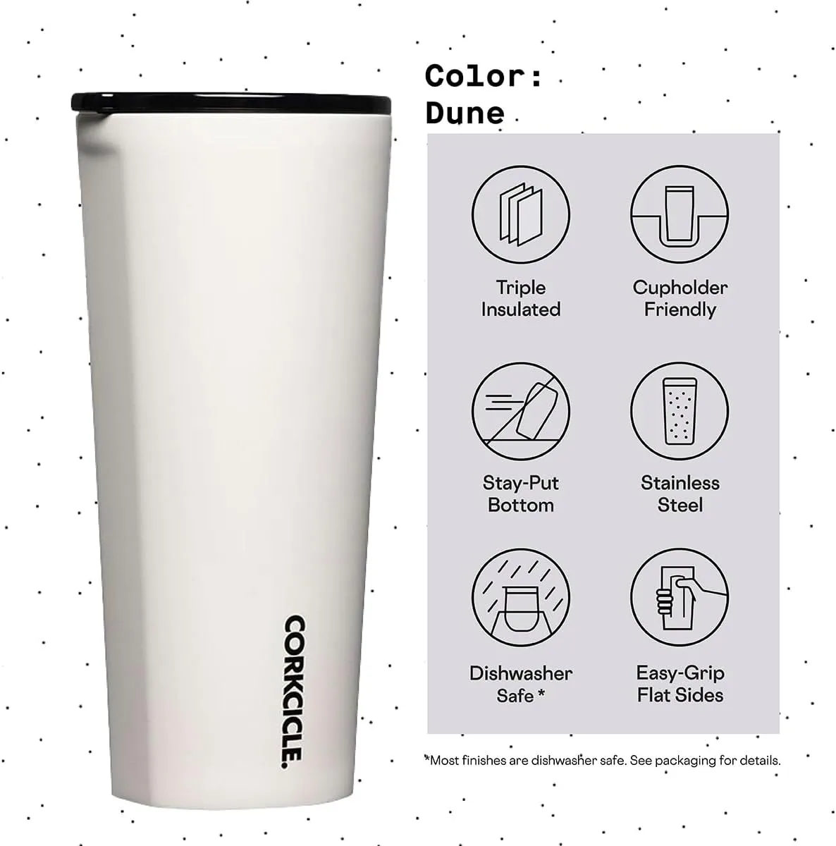 Corkcicle Classic Triple Insulated Coffee Mug with Lid, Dune, 24 oz – Stainless Steel Travel Tumbler Keeps Beverages Cold 9 hrs, Hot 3hrs – Cupholder Friendly Travel Coffee Tumbler