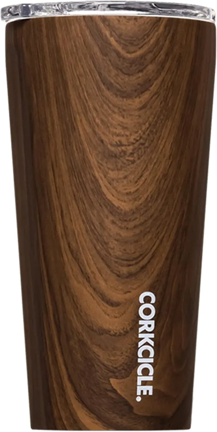 Corkcicle Classic Triple Insulated Coffee Mug with Lid, Walnut Wood, 16 oz – Stainless Steel Travel Tumbler Keeps Beverages Cold 9 hrs, Hot 3hrs – Cupholder Friendly Travel Coffee Tumbler