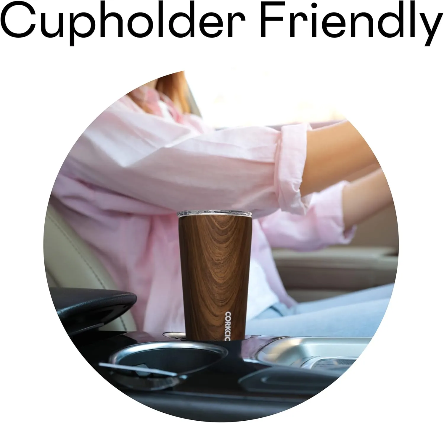 Corkcicle Classic Triple Insulated Coffee Mug with Lid, Walnut Wood, 16 oz – Stainless Steel Travel Tumbler Keeps Beverages Cold 9 hrs, Hot 3hrs – Cupholder Friendly Travel Coffee Tumbler
