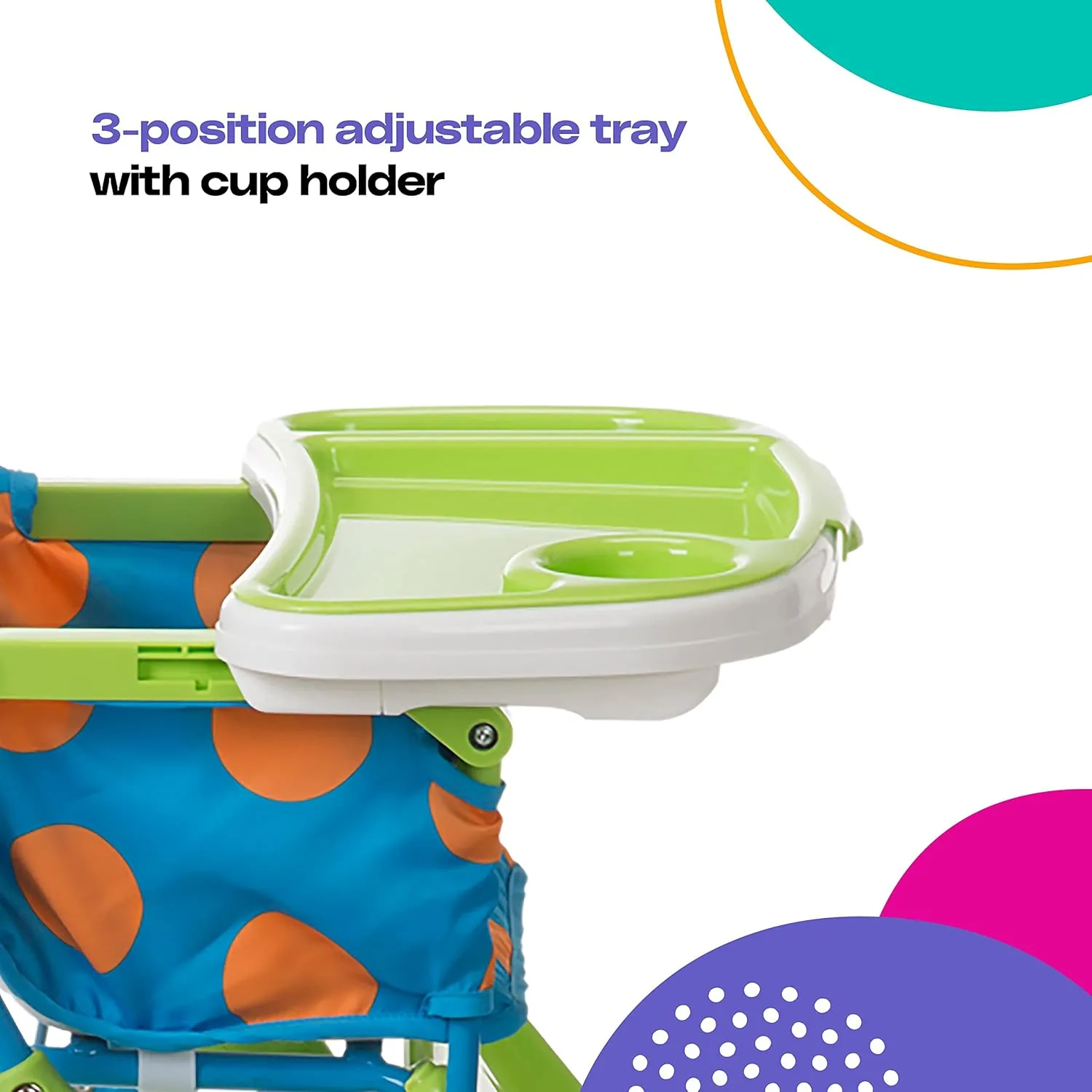 Cosco Kids Simple Fold Folding High Chair for Babies and Toddlers (from 6 Months to 50 lbs) Simple Fold Deluxe with 3-Position Tray, Portable High Chair, Monster Syd