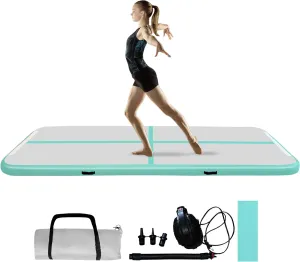 COVERONICS Air Gymnastics Training Mats - 10FT/13FT/16FT Inflatable Gymnastics Mats Tumble Track with Electric Pump & Storage Bag for Gymnastics Training/Home&Outdoor Use/Cheerleading/Yoga/Water