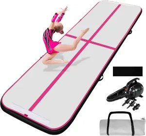 COVERONICS Air Gymnastics Training Mats - 10FT/13FT/16FT Inflatable Gymnastics Mats Tumble Track with Electric Pump & Storage Bag for Gymnastics Training/Home&Outdoor Use/Cheerleading/Yoga/Water