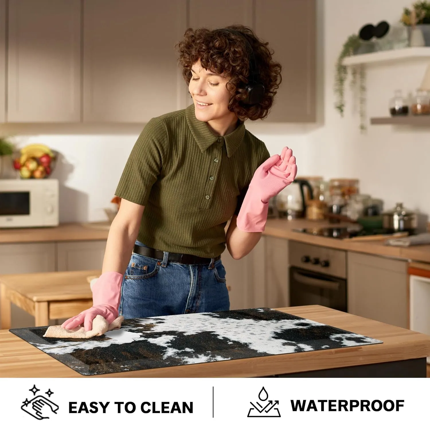 Cowhide Kitchen Mat Cushioned Anti Fatigue - 4/5 Inch Thick Western Cow Kitchen Mats for Floor, Non Slip PVC Waterproof Standing Desk Ergonomic Comfort Rugs for Sink, Office, Laundry, 20x39